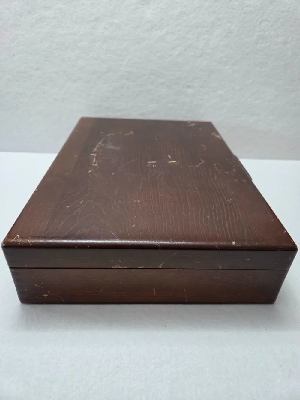 Vintage Brown Wood Anti Tarnish Silverware Flatware Storage Chest
